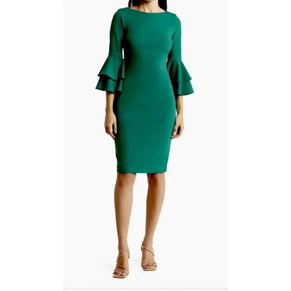 Calvin Klein Green Bell Sleeve Sheath Dress 20W CX0C15HV NWT